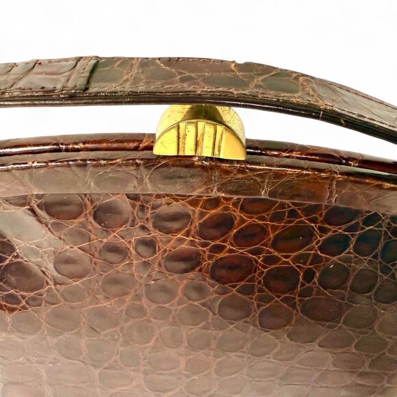 Vintage Alligator Skin Leather Handbag with Coin Purse - Picture 6 of 15